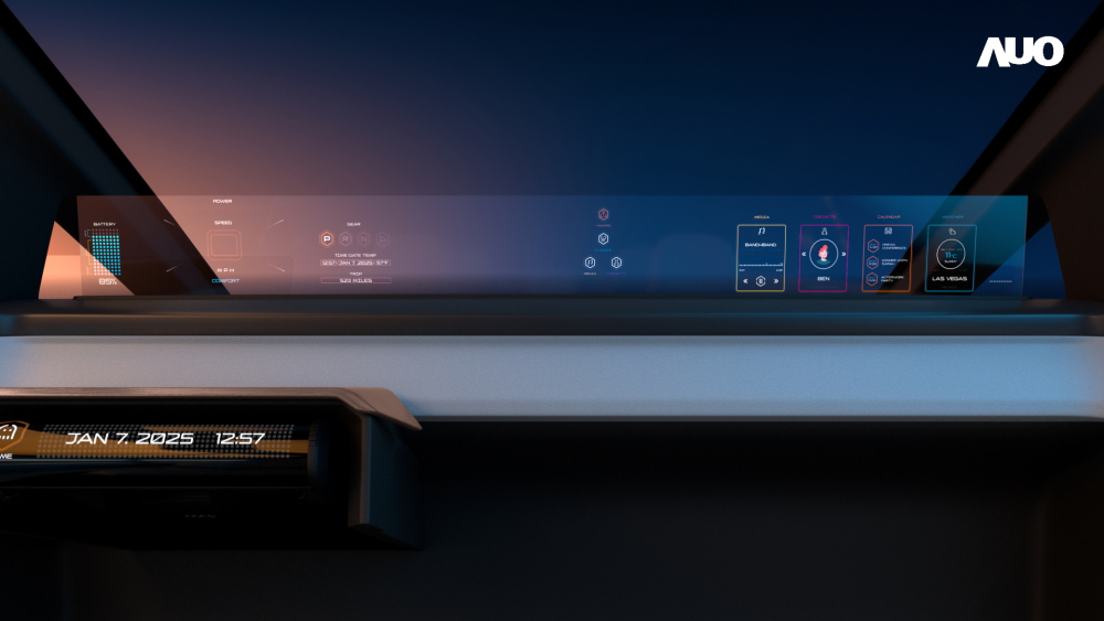 YY易游m6米乐无界透明显示接口(Horizon Image Glass)透过车运算方案整合仪表板、中控台及副驾显示器，一体式全景呈现，提供乘用者清晰的前方视野、行车必要信息与娱乐功能