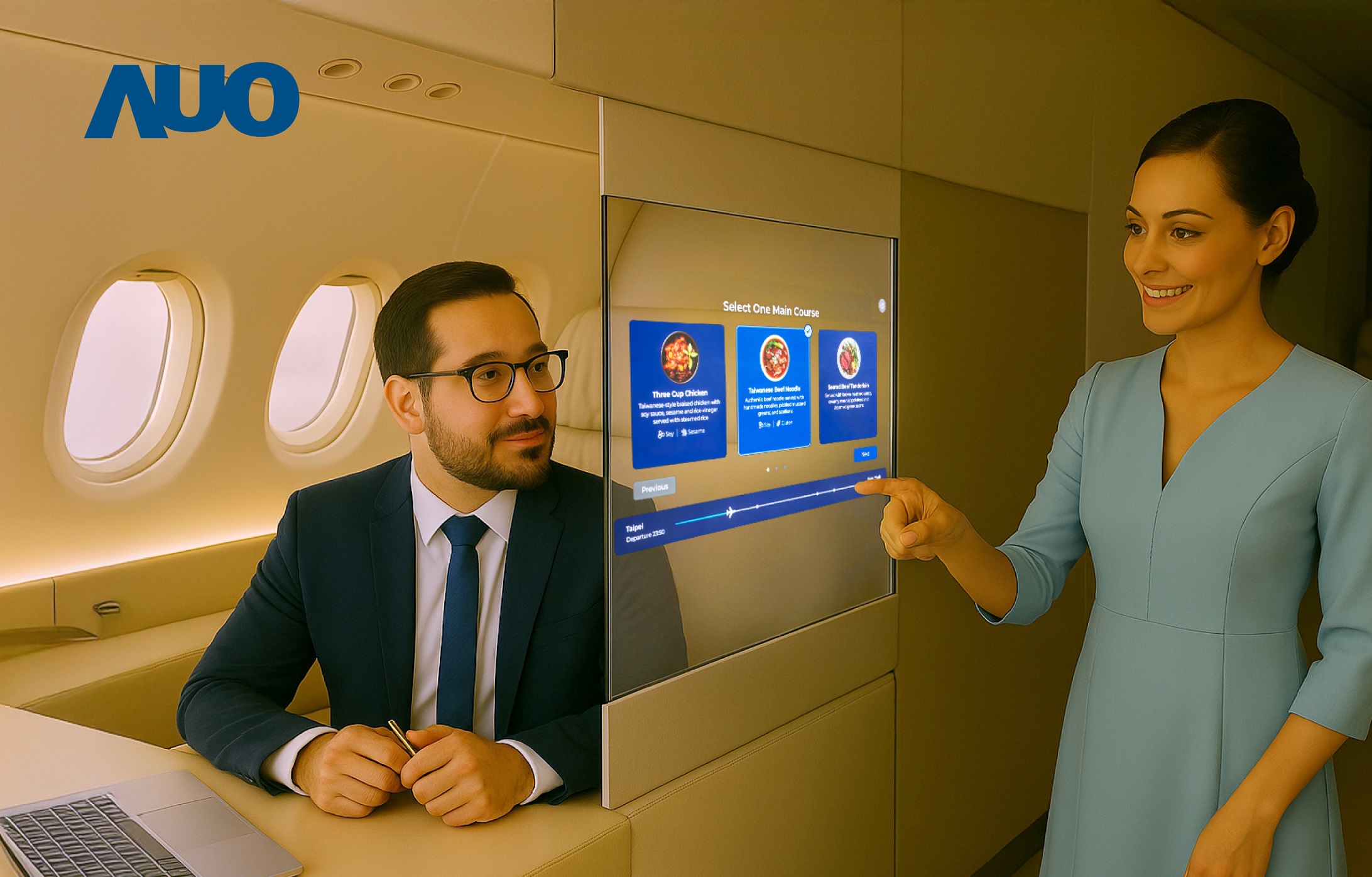 YY易游m6米乐研发全球最薄17.3 吋双面透明 Micro LED 显示器，可在同一屏幕之双边投射不同信息，创造独特的&rdquo;透明化&rdquo;互动；图为实时翻译交流应用情境